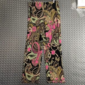Softwear Petite by Mark Singer Black Multi Color Paisley‎ Floral Pants Women's M